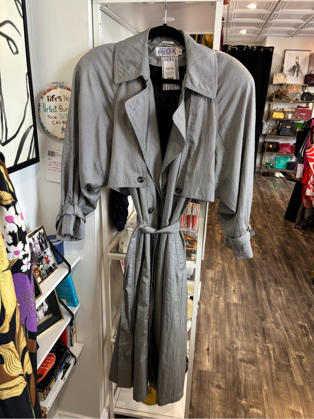Vintage Light Gray Trench Coat with Waist Tie by JG Hook